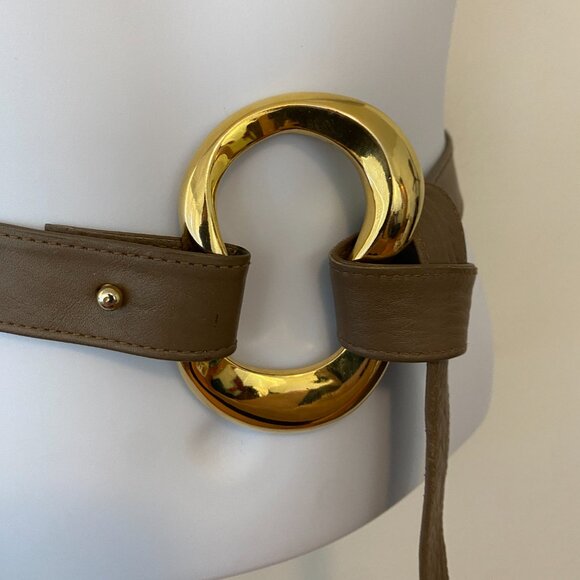 Vintage Accessocraft NYC Brown Belt Gold Buckle - Picture 2 of 4